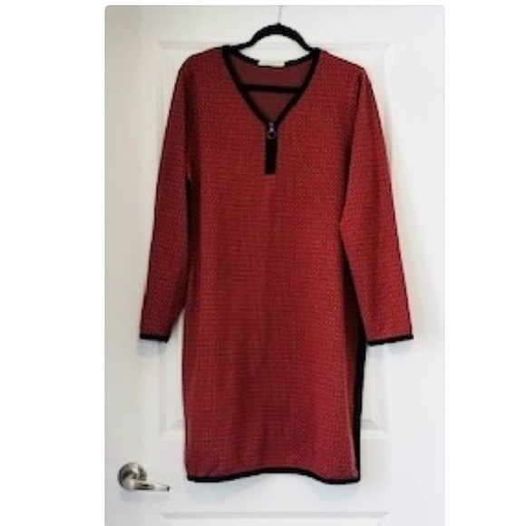 MALOKA Portugal Dress Knit Dramatic Soft Rust Orange Black Cozy Exec. Sz S - Picture 1 of 9
